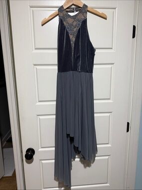 Weissman dance lyrical Costume Dress Gray velvet lace Size MA medium adult